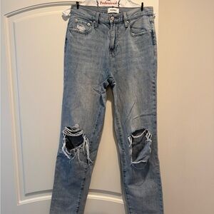 Pistola Light Blue Distressed Straight Boyfriend Jeans